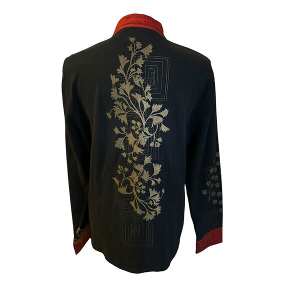 NWT Icelandic Design Embroidered Rare Asian Silk Blend Jacket Size L ArtToWear - Picture 3 of 6